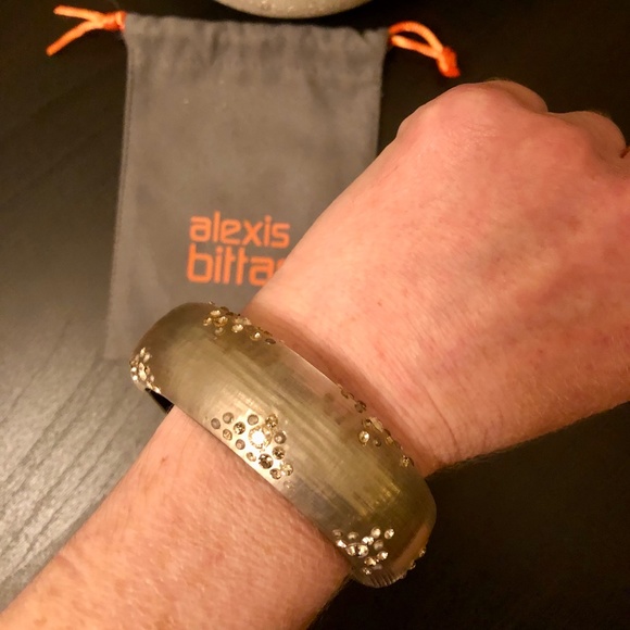 Alexis Bittar Faux Pearl Lucite & Crystal Bangle - Picture 3 of 5